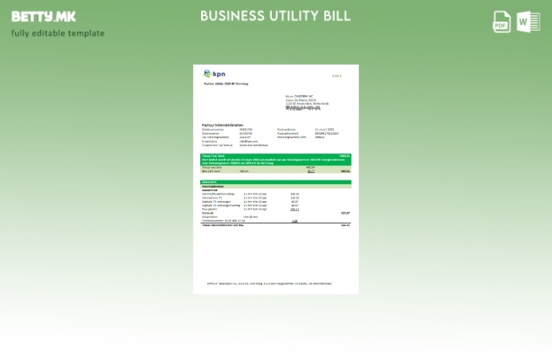 modern style KPN utility business bill template